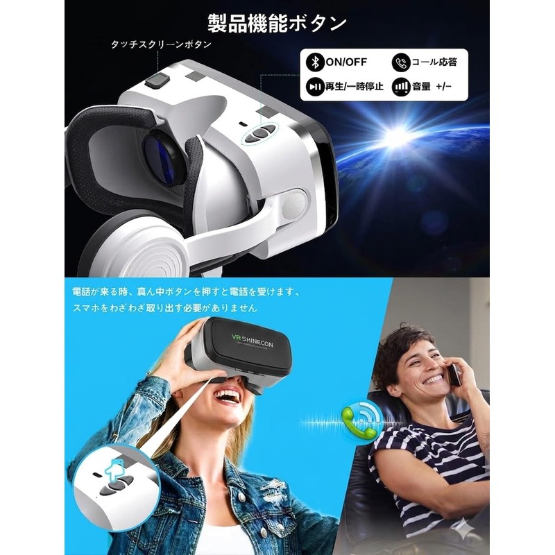 OLANSOR VR Goggles with Headphones, Adjustable Focus, Compatible with 5.5