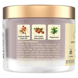 SheaMoisture Edge Control Strong Hold Gel+Flaxseed Jamaican Black Castor Oil Keeps Edges in Place,No Flakes,Infused With Hydrolyzed Corn Starch,Glycerin,Indulgent Scent ParabenFree AntiFrizz Gel 3.5oz
