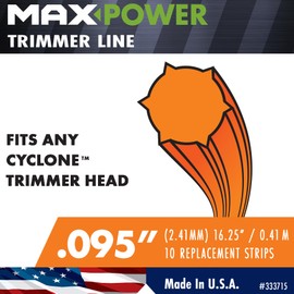MaxPower 333715 Cyclone .095" Trimmer Head Replacement Strips (10) Orange