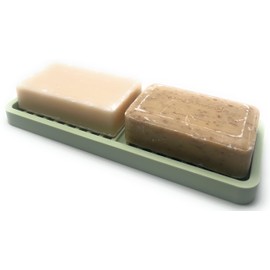 Happitasa Silicone Kitchen Sink Organizer Tray, Sponge Holder and Countertop Protector | Bathroom and Kitchen Soap Dish and Dispenser Tray (Pistachio, 9"x3.5")