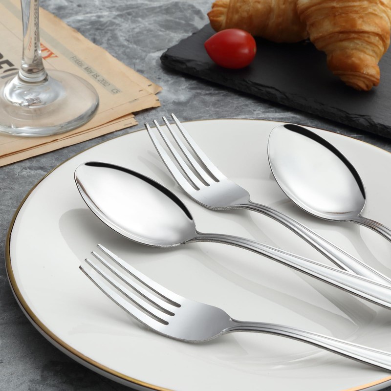Unokit Forks and Spoons Set - 24Pcs Silverware Set, Food