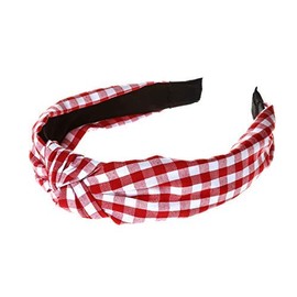 axy HR34k Vintage Look Checked Headband Series 34k Hair Band Beautiful Headband (Red/White Checked)