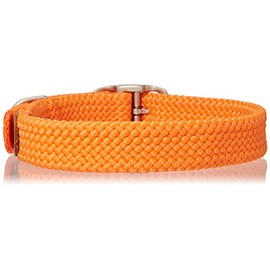 Mendota Pet Double Braid Collar - Satin Nickel - Dog Collar - Made in The USA - Orange, 1 in x 21 in Standard