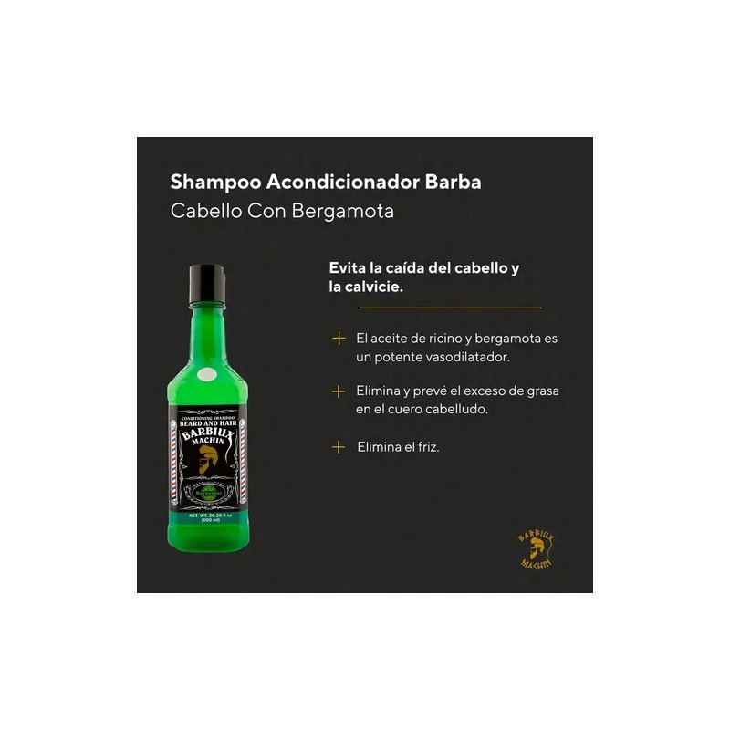 Shampoo Acondicionador Barba Cabello Con Bergamota - 600 Ml