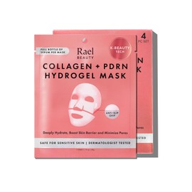 Rael PDRN Collagen Face Hydrogel Masks - Plumping & Smoothing (4 Sheets) | Korean Skincare, Anti Slip Grip, Salmon PDRN, Hyaluronic Acid, Hydrolyzed Collagen, Fragrance Free, Dermatologist Tested
