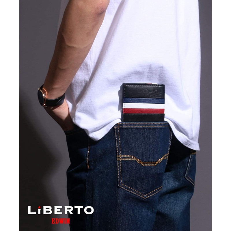 Liberto Edwin Men's Long Wallet, Large Capacity, PU Leather, Synthetic