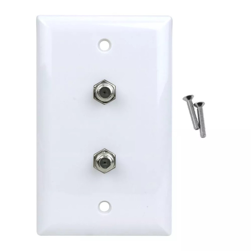 Construct Pro Wall Plate with Dual F-81 Connectors (White)