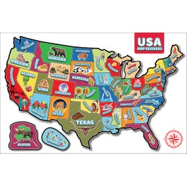 Gunjovi RV State Visited Travel USA Map Vinyl Sticker - Camper Trailer Decals for Window with State Flag - Road Trip Map of America - Waterproof, UV Protection for Window, Door or Wall (Fontastic)