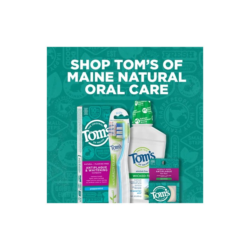 Tom's of Maine Natural Antiplaque Flat Floss, Waxed, Spearmint, 32