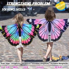 iROLEWIN Toddler-Kids Butterfly-Wings for Girls Butterfly-Costume Children Bug Dress-Up Wings as Play Toys Boys Party Favors