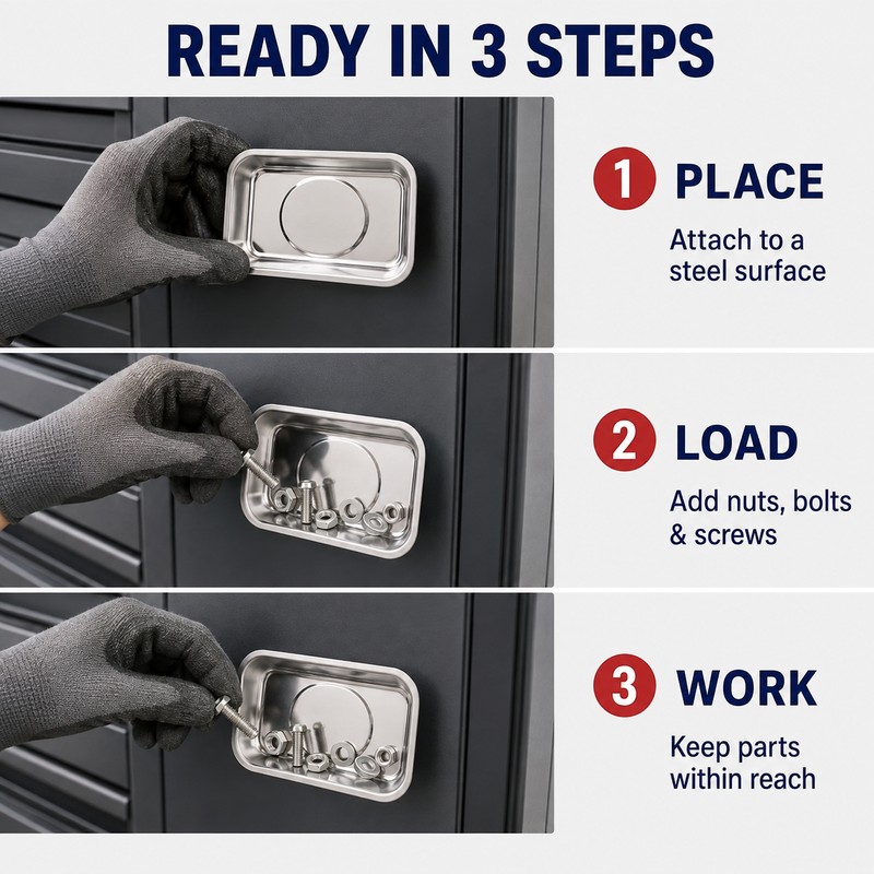 Stainless Steel Magnetic Parts Tray for Screws & Bolts –