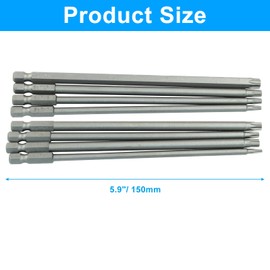 Hordion 8pcs 1/4 Inch Hex Shank T8-T40 Torx Head Screwdriver Bit Set, 6 inch Length S2 Steel Security Tamper Proof Star 6 Point Screwdriver Kit Tools