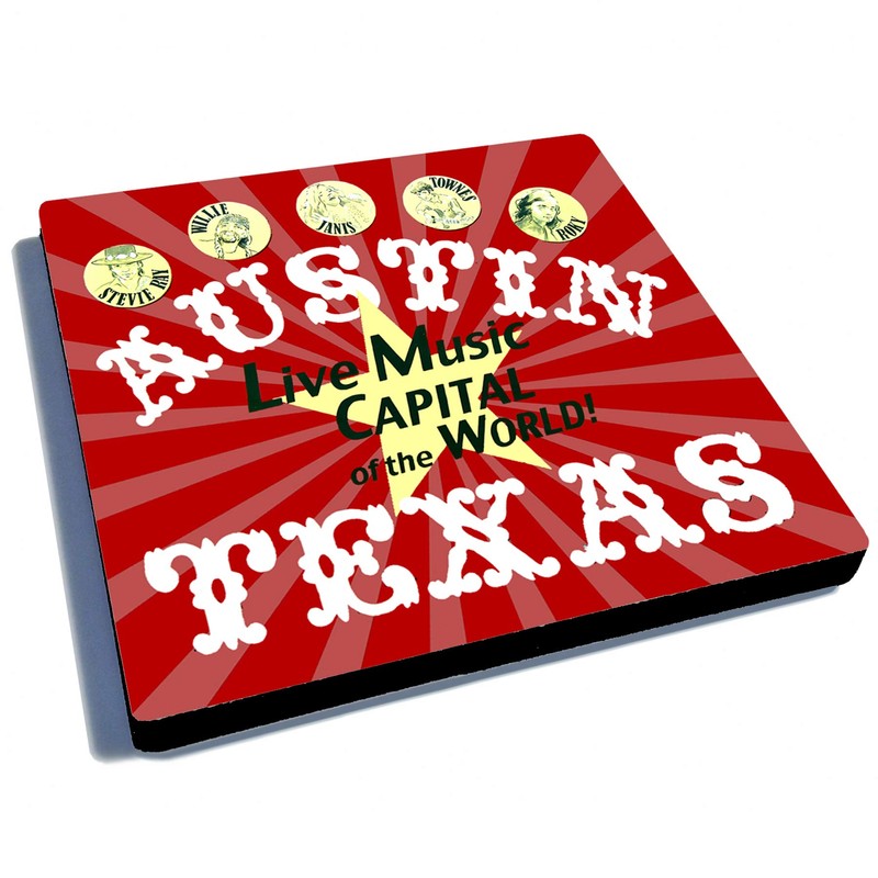 EXIT82ART - Rubber Drink Coasters (Set of 6). Austin, Texas