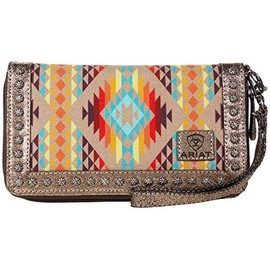 ARIAT Women's Southwestern Cruiser Clutch Orange Handbag, Multicolored, One Size