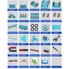 Ohm's Law Electricity Circuit and Magnetism Experiment Kit, Electromagnetism Elementary Electronics
