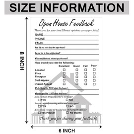 Open House Signs for Real Estate Open House Supplies Real Estate Open House Feedback Sign For Seller Clients,Realtors,Home Sellers,Agents Brokers Supplies 50 pcs