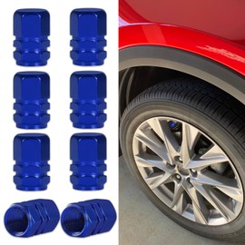Lyxheth 8PCS Car Tire Valve Stem Cap, Air Cap Cover, Anti-Corrosion Aluminum Alloy Valve Stem Dust Cap with Rubber Seal, Universal Wheel Valve Cover Accessories for Car SUV Bike Truck (Blue, 8PCS)