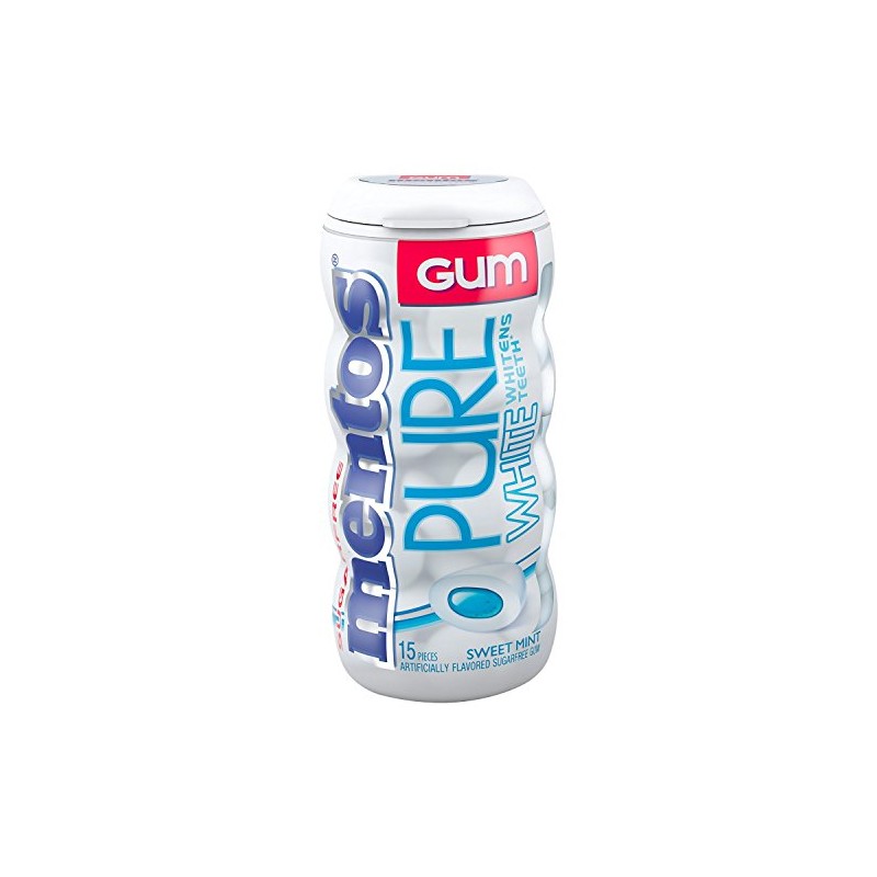 Mentos Gum Pocket Bottle, Pure White Sweet Mint, Non Melting,