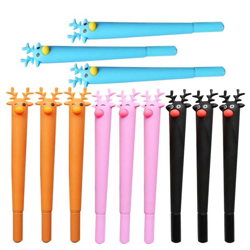 Operitacx Pack of 12 Blue Ink Pens Christmas Deer Shaped