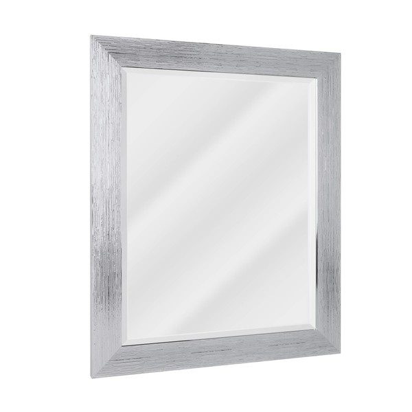 Head West Chrome Textured Frame Accent Wall Mirror - 27.5" x 33.5"