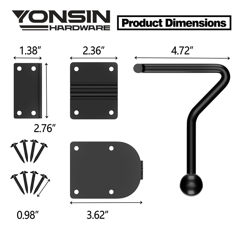 YONSIN Slide Bolt Gate Latch with Hook Heavy Duty, Sliding