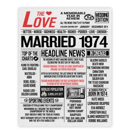 Stuff4 51st Anniversary Poster Unframed - Married In 1974 Newspaper - Happy 51st Wedding Anniversary for Men Women Vintage Gifts Retro Back In 1974, 8x10 Inch Fifty-First Anniversaries Posters