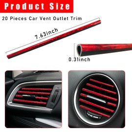 Kewucn 20 PCS Car Air Conditioner Vent Decorative Strip, Waterproof Bendable Auto Air Vent Decoration, Universal Vehicle Interior Accessories Suitable for Straight Air Vents (Shiny Red)