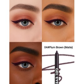 Erinde 2 Pcs Lápiz Delineador de Ojos en Gel Resistente Al Agua, De Larga Duración y a Prueba de Manchas, Fácil de Afilar, Acabado Mate Cremoso, Delineador de Ojos Altamente Pigmentado Para Mujeres,#4+#4