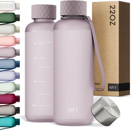KIVY Lightweight Tritan Water Bottle 22oz [Leakproof & Shatterproof] Slim 22 oz Water Bottle screw top - Reusable water bottle no straw - Cute water bottle slim - Aesthetic water bottles