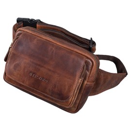 STILORD 'Boston' Vintage Leather Bum Bag Adjustable Belt Fanny Pack Ideal for Sports Travel Daily Durable for Men and Women, Florida - Brown