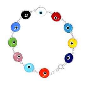 D Jewelry Evil Eye Bracelet on 925 Sterling Silver Bracelet (Multi-Color)