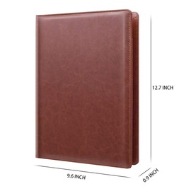 WAVEYU Padfolio Business/Resume Portfolio Folder, Leather Interview Portfolio Business Portfolio Portfolio Organizer with Legal Pad Folder Clipboard,Interview Folder for Men/Women, Brown