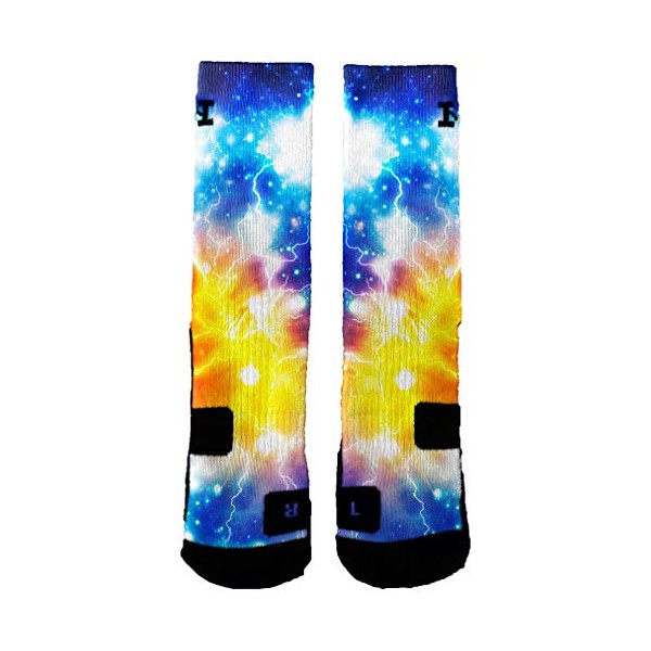 HoopSwagg Brand Athletic Socks Thunder Galaxies Medium