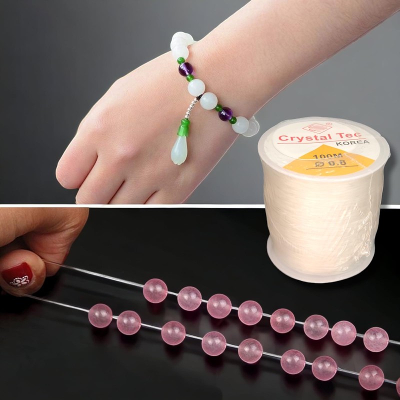 INOVIS 3 Hilos Elastico Transparente para Pulseras Bisuteria Manualidades Cordon