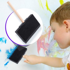 HINZIC 4 Pcs 4 inch Foam Paint Brushes Black Sponge Brushes Wood Handle Foam Brushes for Painting Varnishes DIY Craft Projects