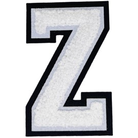 1 PCS 4.0" White Chenille Letter Patch, Iron on Patches for Hats Clothes Bags Backpacks Jeans, Initial Patches Large Varsity Letter. (Letter Z)