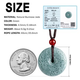 BJIMIDTI Natural Green Jade Necklaces for Women Good Luck Donut Jade Pendant Necklaces Amulet Jewelry Gifts, Stone, No Gemstone