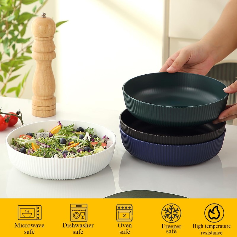 Berglander Pasta Bowls Set of 4, Reusable Salad Bowls 37oz