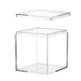 Dayaanee Acrylic Box with Lid Acrylic Plastic Square Containers, Plastic Square Cube with Lid Storage Box 5.9x5.9x5.9 Inches for Candy Pill and Tiny Jewelry