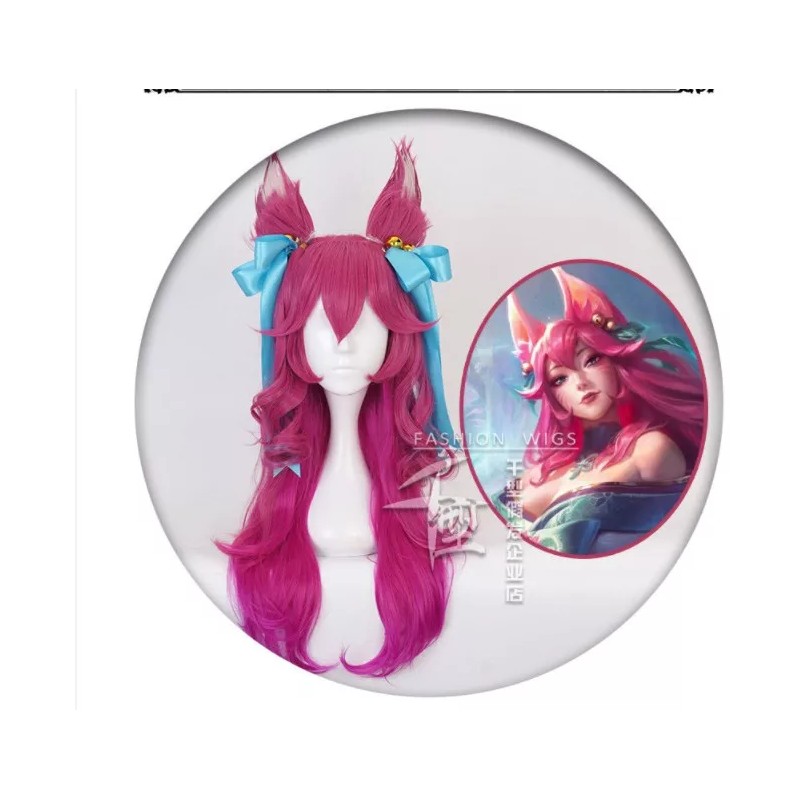 C&Q Peluca De Cosplay Lol Spirit Blossom Ahri Con Oreja