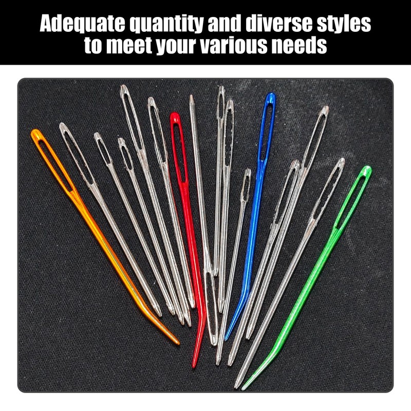 20-Piece Bent Needles and 4-Piece Threaders, Curved Needles, Sewing Needles,