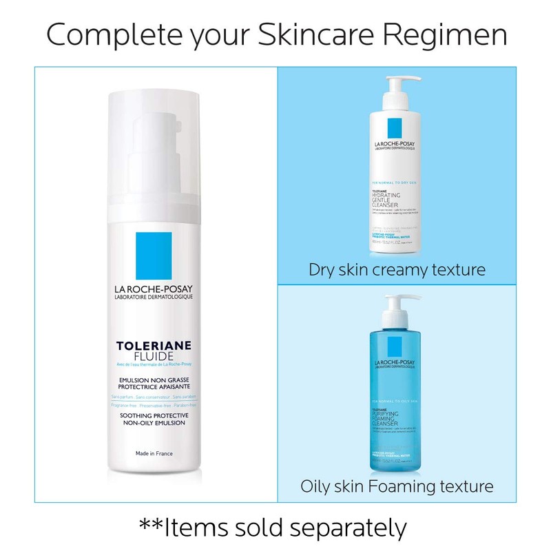 La Roche-Posay Toleriane Sensitive Fluide Protective Moisturizer, Lightweight Oil-Free Face