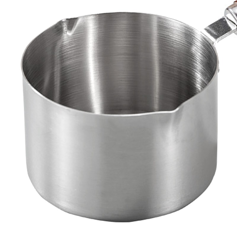 304 Stainless Steel Butter Warmer Pot 125ML Capacity Wooden Handle