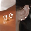 925 Sterling Silver Star Hoop Earrings for Women Tiny Star
