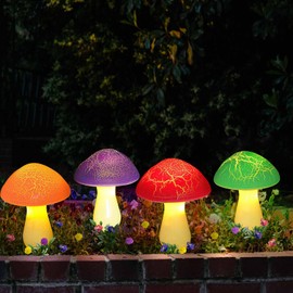 Homeleo 8-Pack Cracked Mushroom for Garden Decor, Solar Lights Outdoor Waterproof Garden Ornaments, Multicolored Mushroom Lamp, Super Cute Whimsical Solar Garden Stake Lights for Patio Outdoor Decor