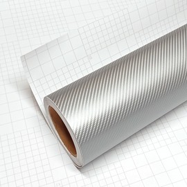 DIYAH 4D Silver Carbon Fiber Vinyl Wrap Sticker with Air Release Bubble Free Anti-Wrinkle (108" x 60" / 9FT x 5FT)