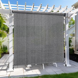 KANAGAWA Outdoor Roller Shade 8'X6' Light Grey Exterior Cordless Patio Roll Up Shades for Outside Pergola Porch, Outdoor Blinds for Patio