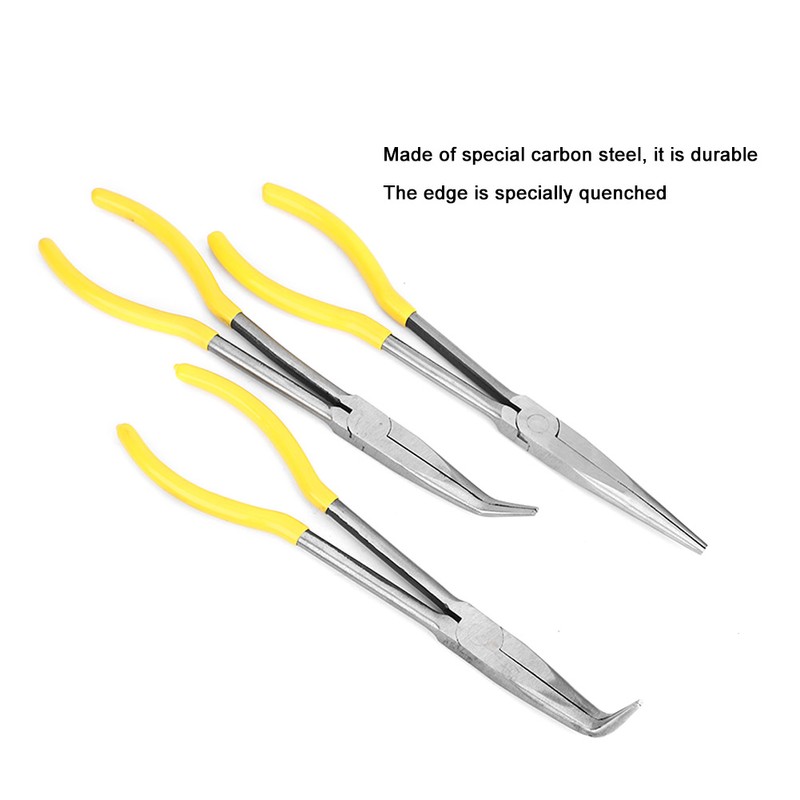3 Pcs Mechanical Pliers 11in Long 45° 90° Bending Tip