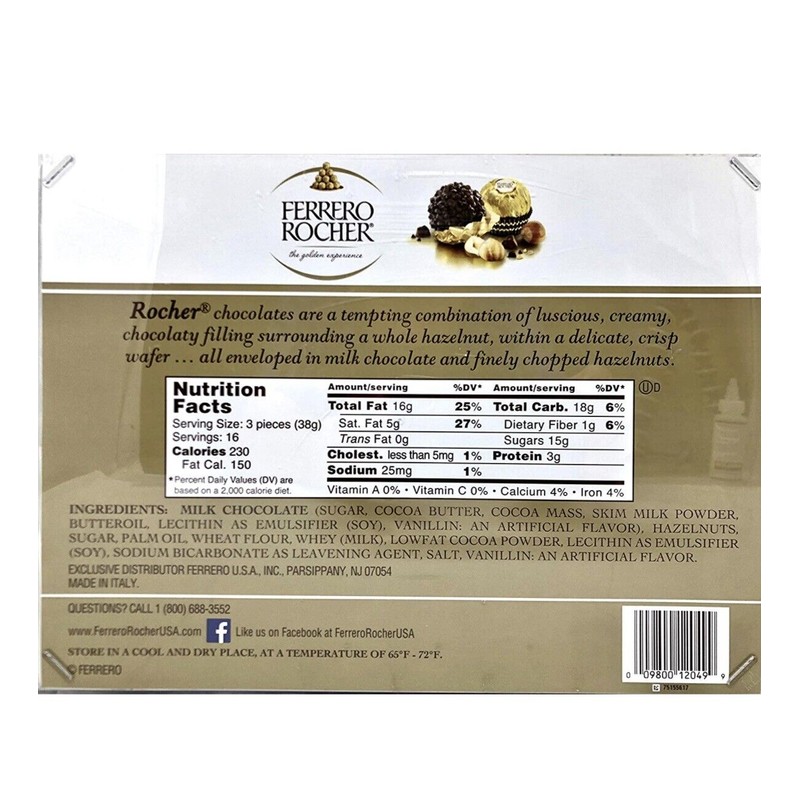 FERRERO New Ferrero Rocher Fine Hazelnut Chocolates, 48 Count, Chocolate