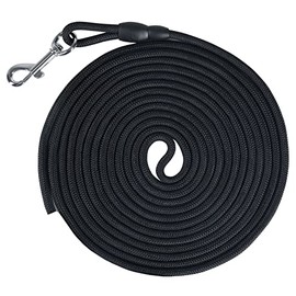 Vivifying Dog Check Cord, 32FT/10M Floatable Long Dog Training Rope for Beach, Lake (Black)